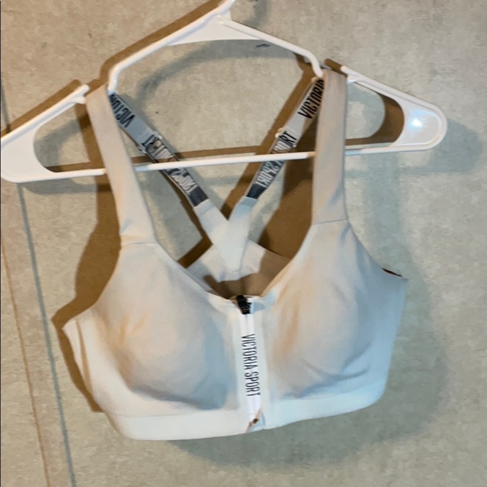 White Victoria’s Secret sports bra